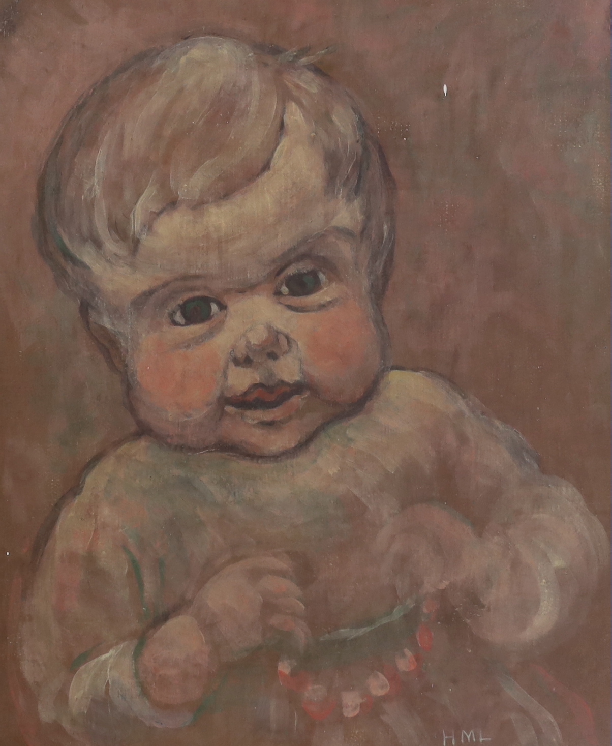 Horace Mann Livens (1862-1936), oil on canvas, Study of an infant, initialled, 37 x 30cm